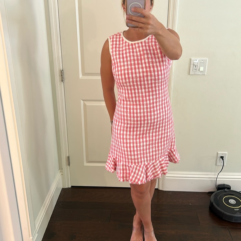 Kate Spade, gingham, pink, white and gold dress NWT